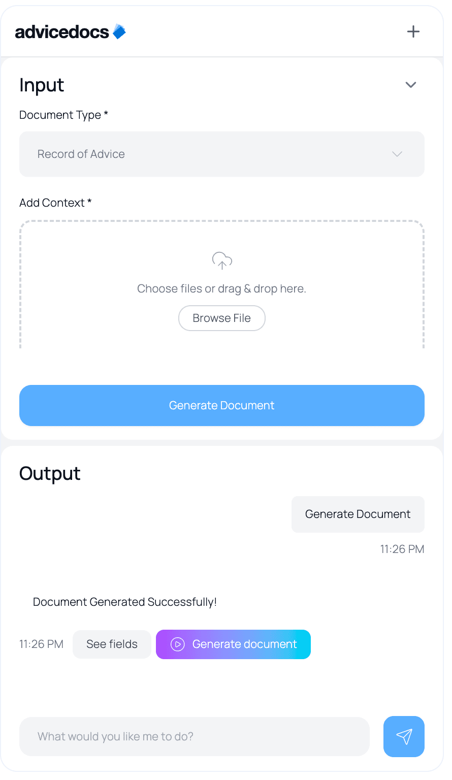 AdviceDocs side panel